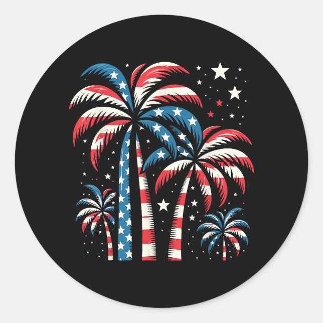 Summer USA Flag 4. Juli Runder Aufkleber (Vorderseite)