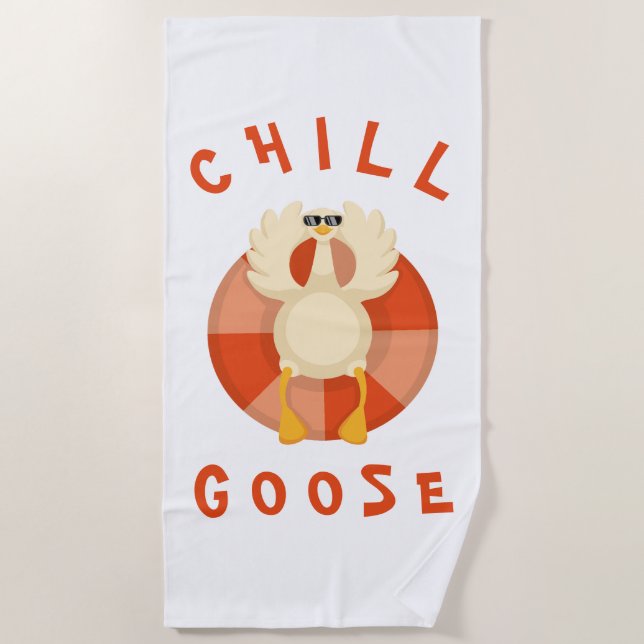 Summer Vacation Beach Chill Goose Swim Ring White Strandtuch (Vorderseite)