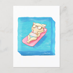 Summer Vacation Pool Bikini Pomchi Sonnenbrille Postkarte