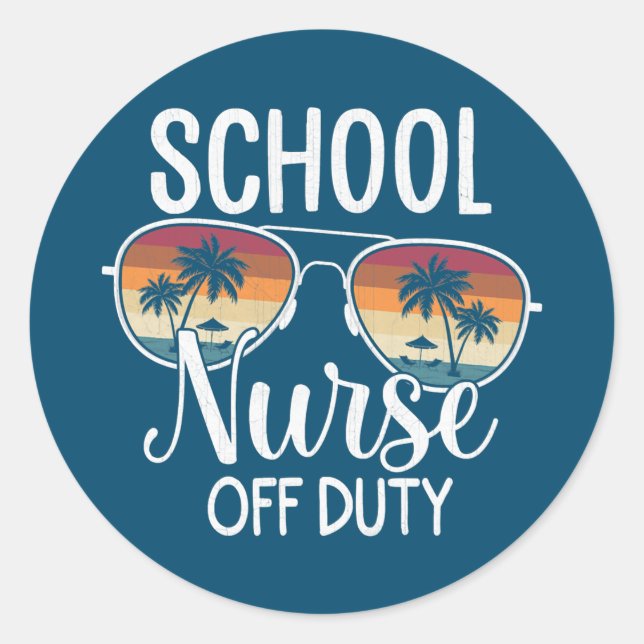 Summer Vacation School End Of Year School Nurse Runder Aufkleber (Vorderseite)
