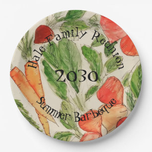 Summer Vegetation Aquarelldesign Art Pappteller