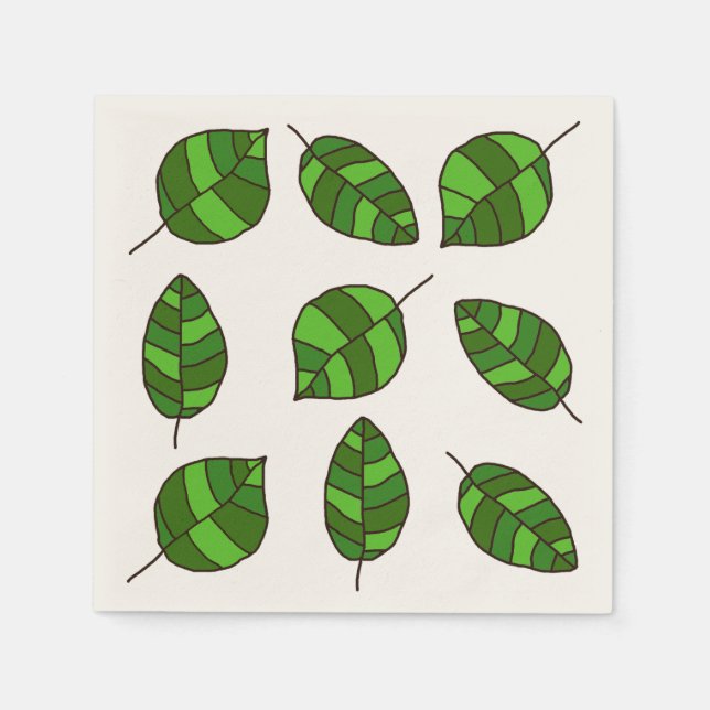 Summer Verlasse grünes Leaf-Muster auf einer belie Serviette (Vorderseite)