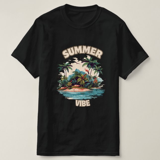 Summer Vibe Tropical Island Illustration T-Shirt (Design vorne)