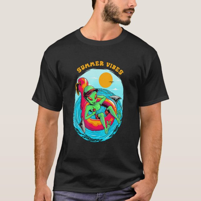 Summer Vibes Alien Ruhen im Beach Vacation B T-Shirt (Vorderseite)