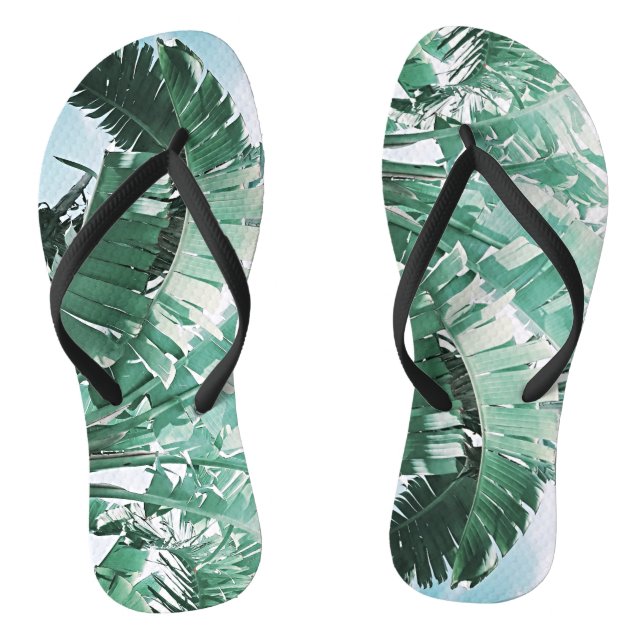 Summer Vibes Banana Blätter Blassgrün Flip Flops (Fußbett)