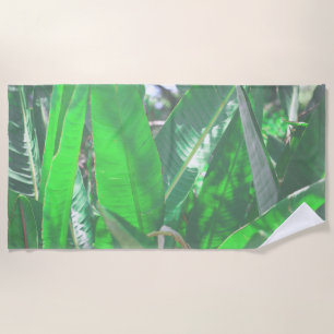 Summer Vibes Banana Tree Blätter Blassgrüne Pastel Strandtuch