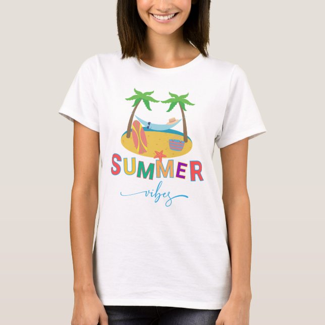 Summer Vibes Beach Palm Trees Women's T-Shirt (Vorderseite)