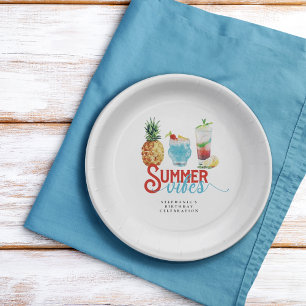 Summer Vibes Blue Frucht Cocktail Geburtstagsparty Pappteller