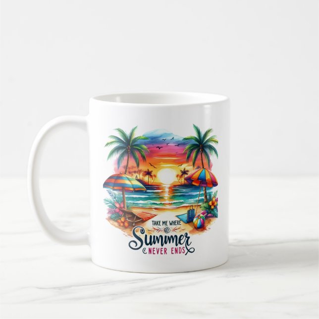 Summer Vibes Brushstroke Beach Sunset-34626 Kaffeetasse (Links)