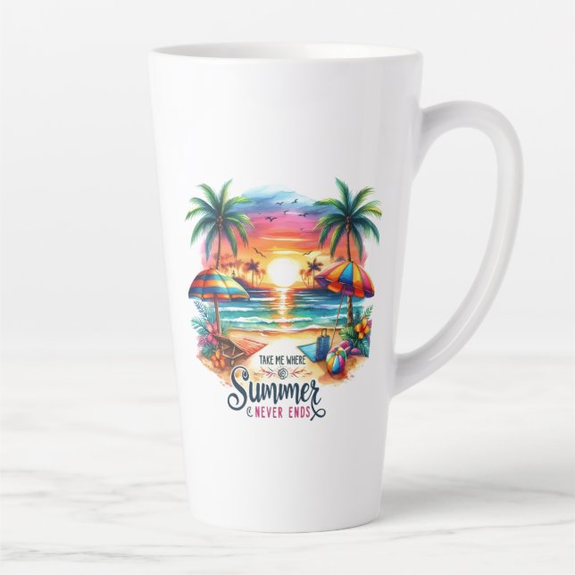 Summer Vibes Brushstroke Beach Sunset-34626 Milchtasse (Rechts)