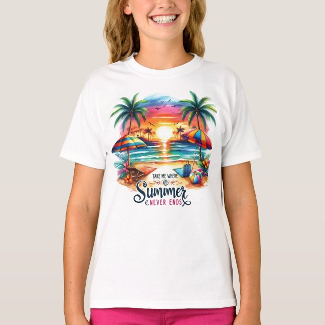 Summer Vibes Brushstroke Beach Sunset-34626 T-Shirt (Vorderseite)