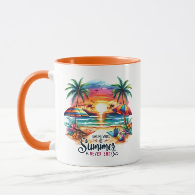 Summer Vibes Brushstroke Beach Sunset-34626 Tasse (Links)