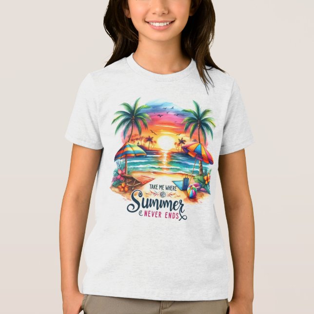 Summer Vibes Brushstroke Beach Sunset-34626 Tri-Blend Shirt (Vorderseite)