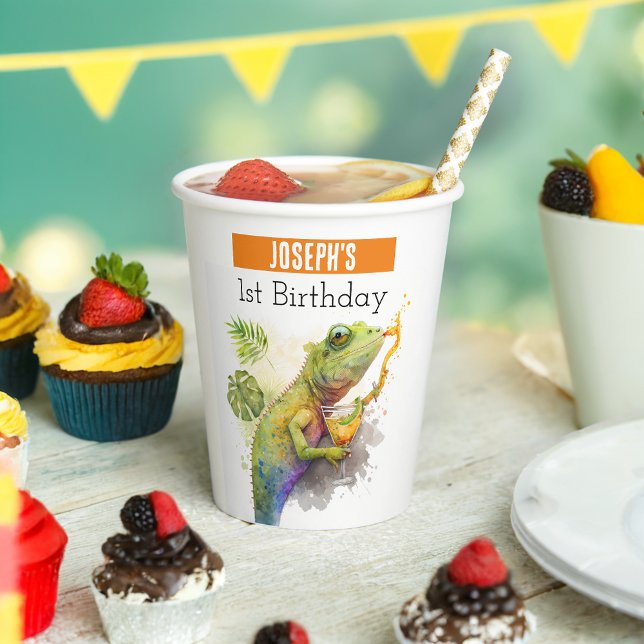 Summer vibes Chameleon - 1. Geburtstag - Pappbecher (Von Creator hochgeladen)