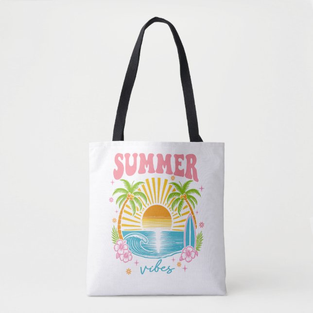 "Summer Vibes" Cheerful Boho Beach Palm Trees (Vorderseite)
