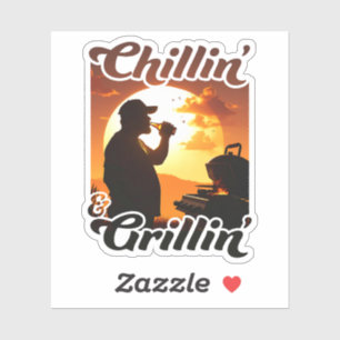 Summer Vibes Chillin’ & Grillin' Silhouette Aufkleber