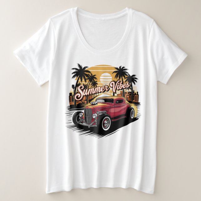 Summer Vibes Classic Car Große Größe T-Shirt (Design vorne)