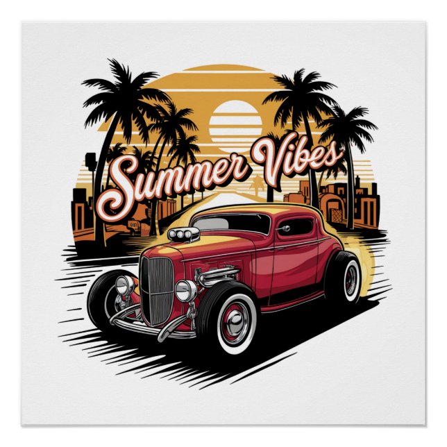 Summer Vibes Classic Car Poster (Vorderseite)