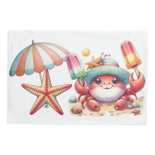 Summer Vibes Crab mit Popsicles Kissenbezug (Rückseite)