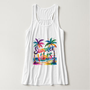 Summer Vibes farbenfrohe Palmen Ozean personalisie Tank Top
