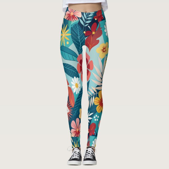Summer Vibes floral Custom Muster Leggings (Vorderseite)