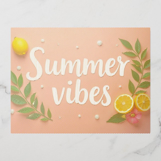 Summer Vibes Folien Feiertagspostkarte (Smooth, white-hued paper
Satin finish
Premium real foil Made from recycled material!)