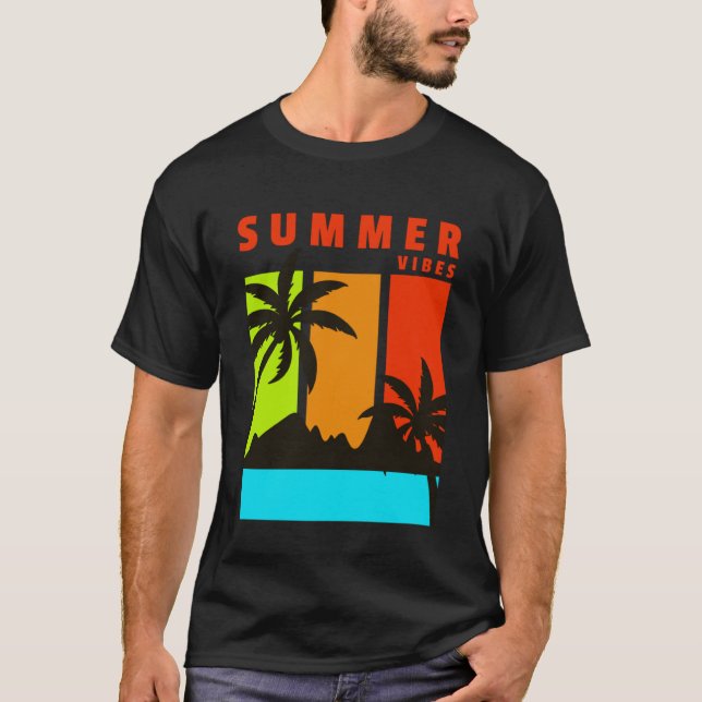 Summer Vibes Fresh Beach Palm Tree Surf Phantastis T-Shirt (Vorderseite)