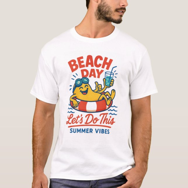 Summer Vibes Fun Cartoon Illustration T-Shirt (Vorderseite)