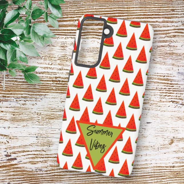 Summer Vibes Fun Watermelon Slices Muster Samsung Galaxy Hülle (phone case back with template text)