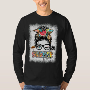 Summer Vibes Gefärbte Krawatte Leopard Messy Bun W T-Shirt