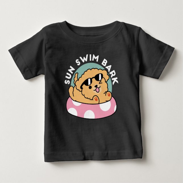 Summer Vibes Hund - Floating Welpe mit Sonnenbrill Baby T-shirt (Vorderseite)