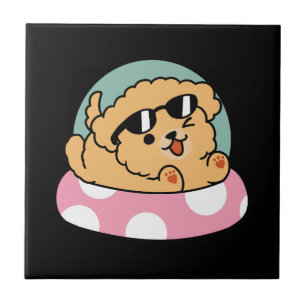 Summer Vibes Hund - Floating Welpe mit Sonnenbrill Fliese