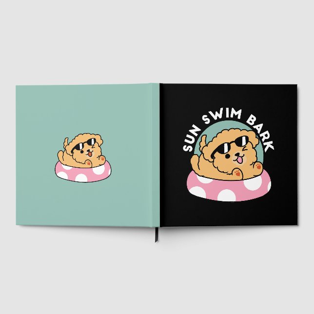 Summer Vibes Hund - Floating Welpe mit Sonnenbrill Gästebuch (Voll)