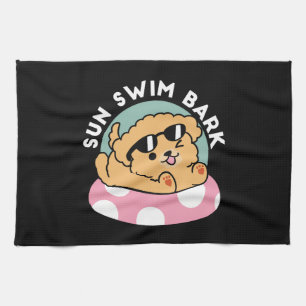 Summer Vibes Hund - Floating Welpe mit Sonnenbrill Geschirrtuch