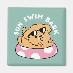 Summer Vibes Hund - Floating Welpe mit Sonnenbrill Magnet