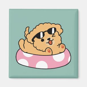 Summer Vibes Hund - Floating Welpe mit Sonnenbrill Magnet