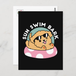 Summer Vibes Hund - Floating Welpe mit Sonnenbrill Postkarte