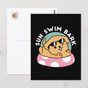 Summer Vibes Hund - Floating Welpe mit Sonnenbrill Postkarte