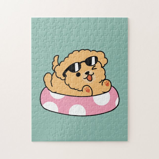 Summer Vibes Hund - Floating Welpe mit Sonnenbrill Puzzle (Vertikal)