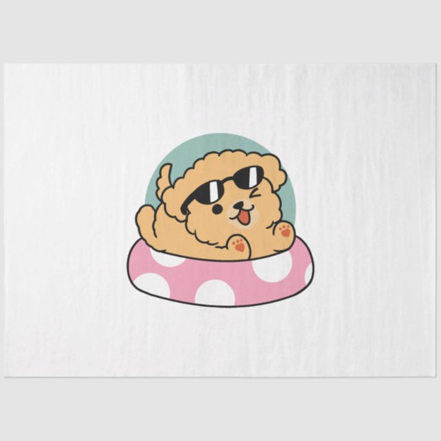 Summer Vibes Hund - Floating Welpe mit Sonnenbrill Seidenpapier (Vorderseite)