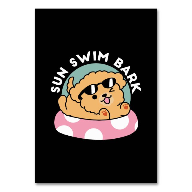 Summer Vibes Hund - Floating Welpe mit Sonnenbrill Tischnummer (Vorderseite)