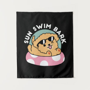 Summer Vibes Hund - Floating Welpe mit Sonnenbrill Wandteppich