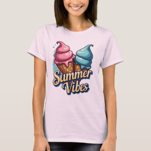 Summer Vibes Ice Cream Graphic T - Shirt