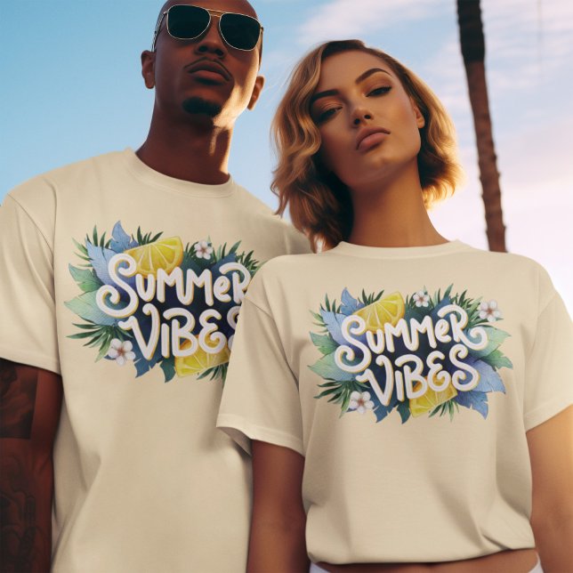 Summer Vibes Lemon Fruit Blätter Blume Heiße Jahre T-Shirt (Von Creator hochgeladen)