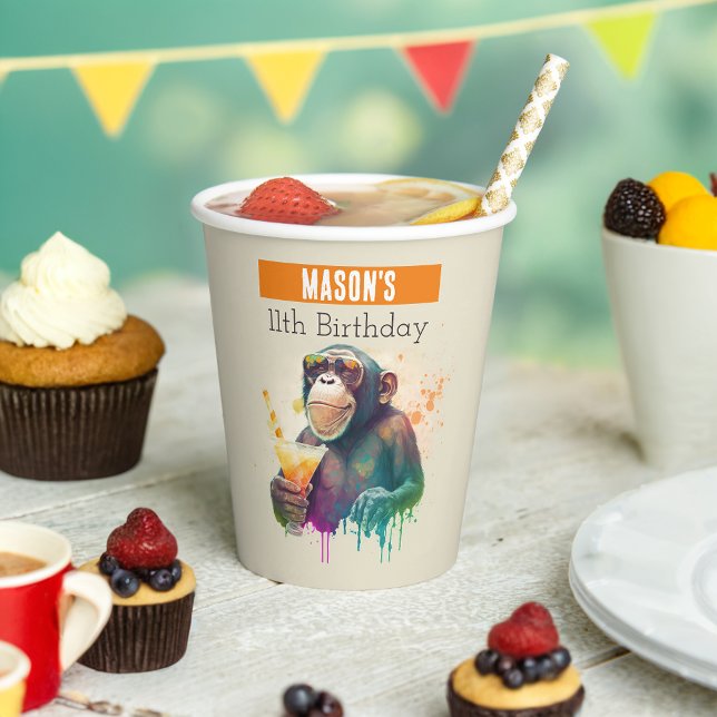 Summer vibes Monkey - Geburtstag Pappbecher (Von Creator hochgeladen)