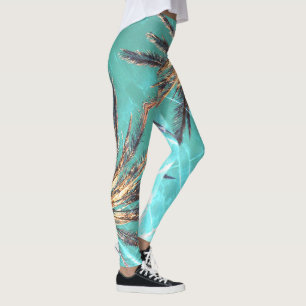 Summer Vibes Palm Tree Blätter Blassgrün Leggings