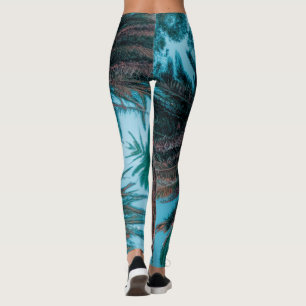 Summer Vibes Palm Tree Blätter Blassgrün Leggings
