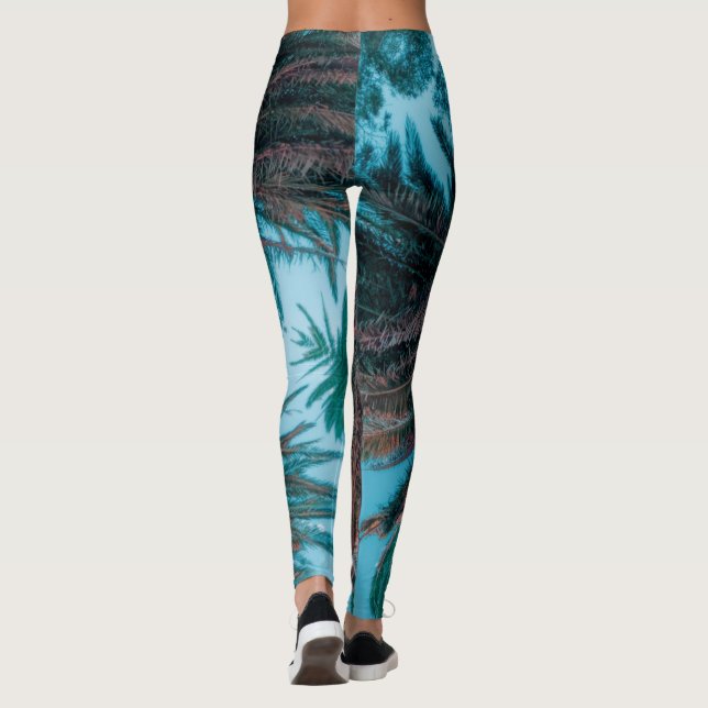Summer Vibes Palm Tree Blätter Blassgrün Leggings (Rückseite)