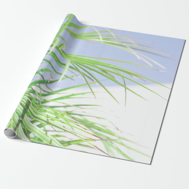 Summer Vibes Palm Tree Blätter Blassgrüne Pastel Geschenkpapier (Ungerollt)