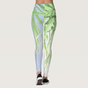 Summer Vibes Palm Tree Blätter Blassgrüne Pastel Leggings